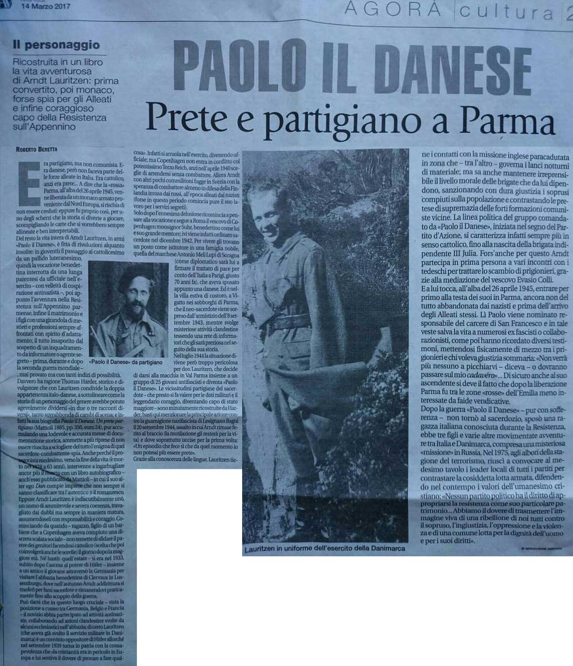 Recensione di "Paolo il Danese - Un prete partigiano su Agora/Avvenire"